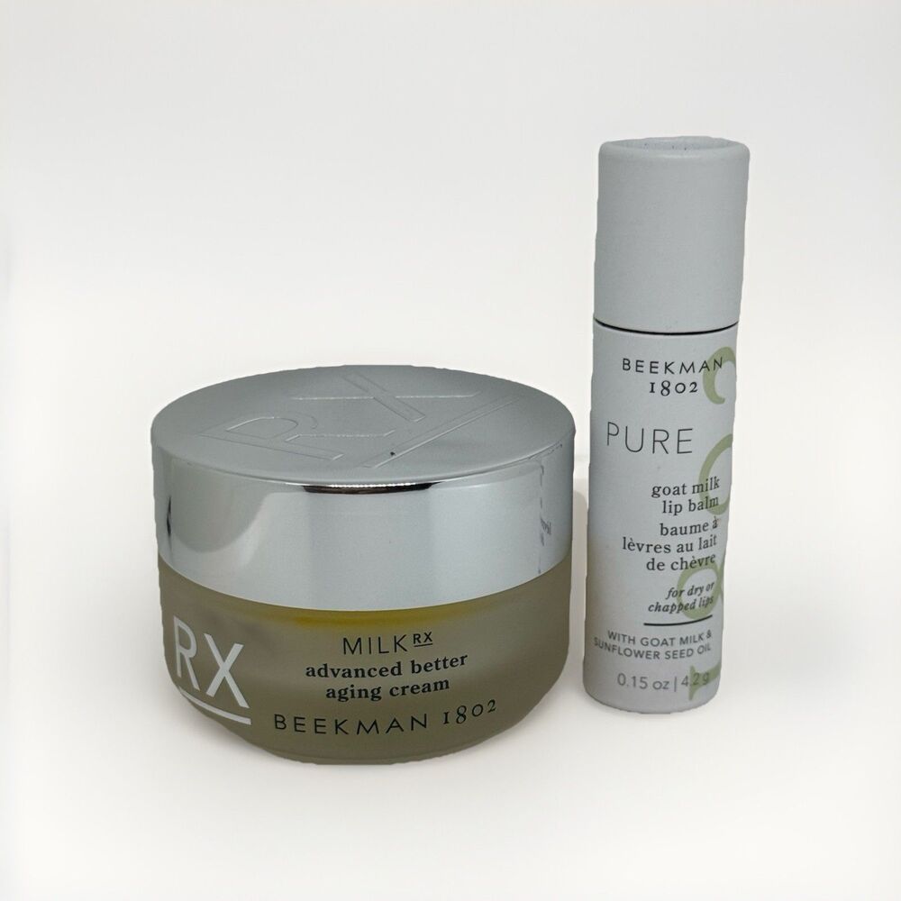 Beekman 1802 Milk RX Advanced Better Aging Cream 15 mL and Lip Balm Pure Set New